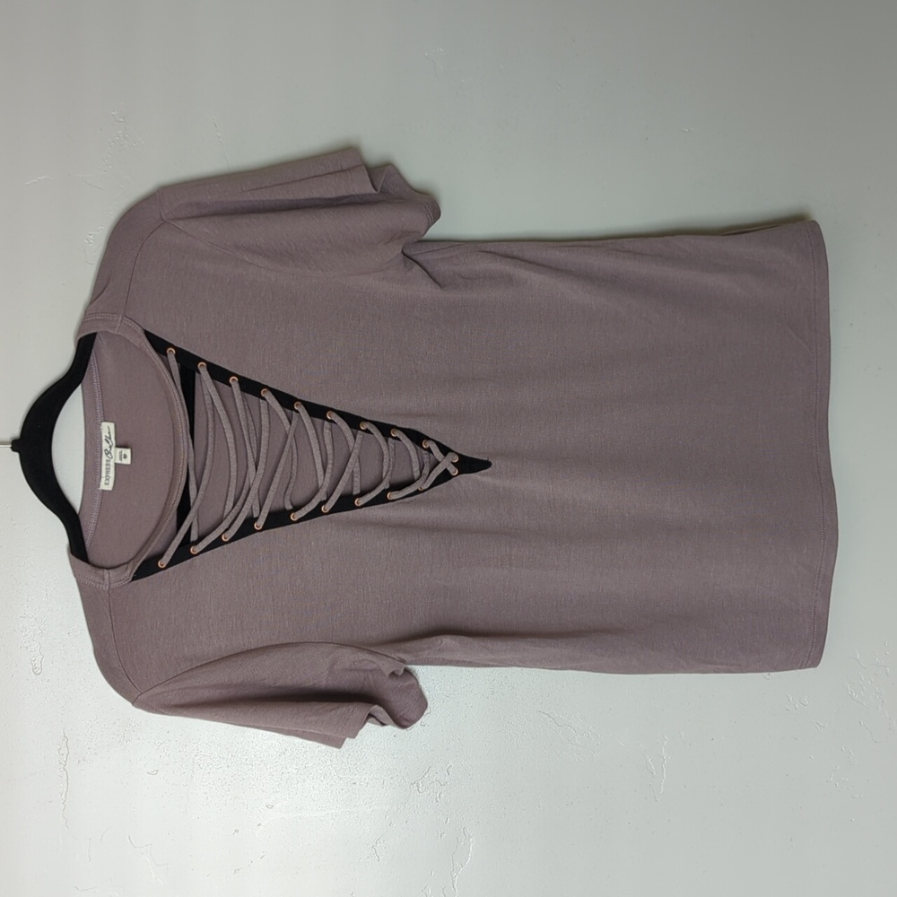 Express Lace Up Grey Short Sleeve Women's Shirt Size XS‎